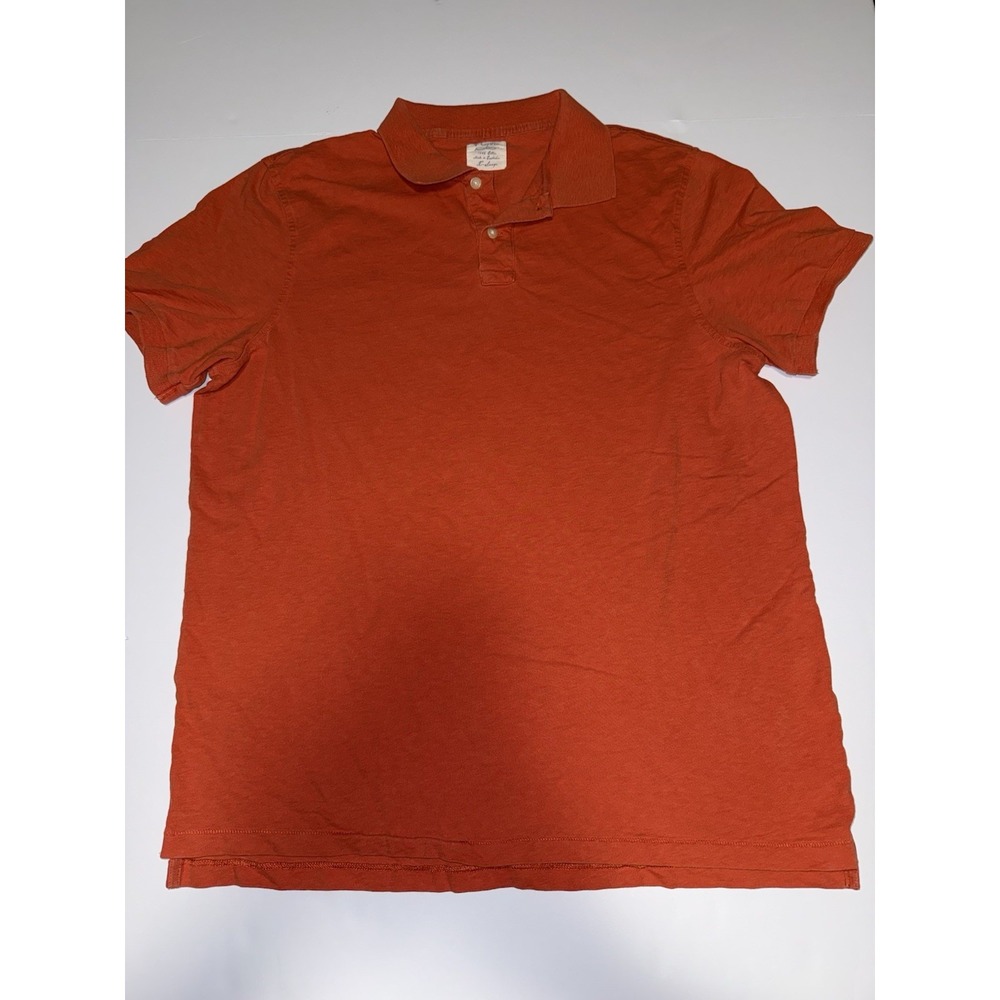 J.Crew Men XL Polo Shirt Orange 100% Cotton Y2K Casual Minimalist Preppy Classic